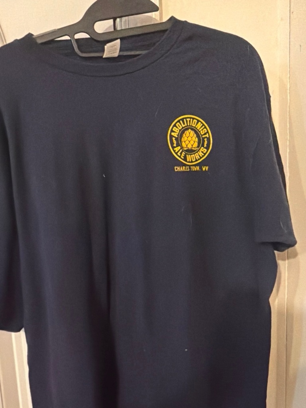 Source Unknown Navy Short-Sleeve Tee with Yellow Brewery Logo